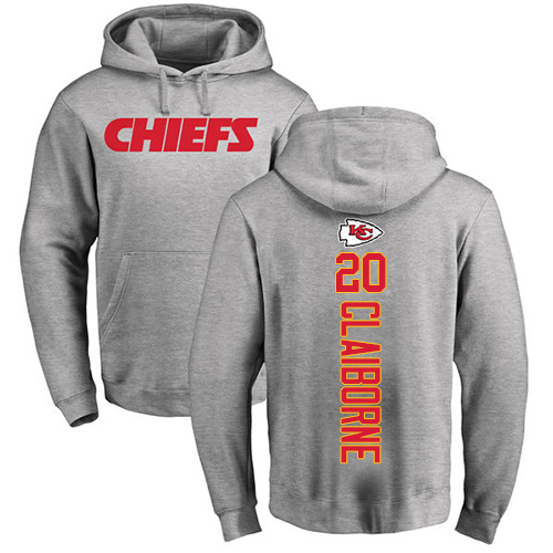 Men Kansas City Chiefs #20 Claiborne Morris Ash Backer Pullover Hoodie->kansas city chiefs->NFL Jersey